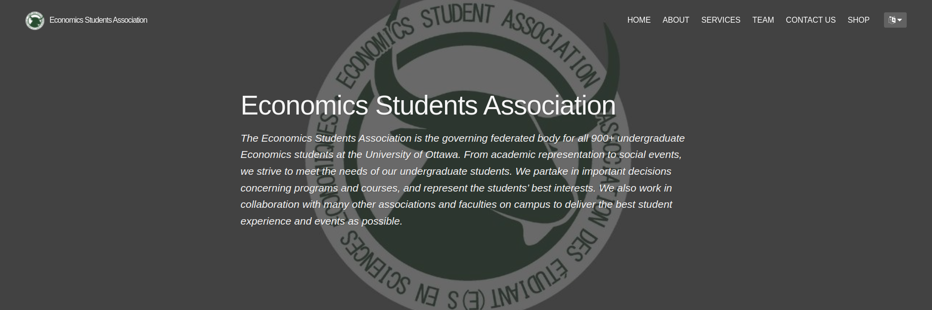 A preview of the new University of Ottawa Economics Students' Association's website.
